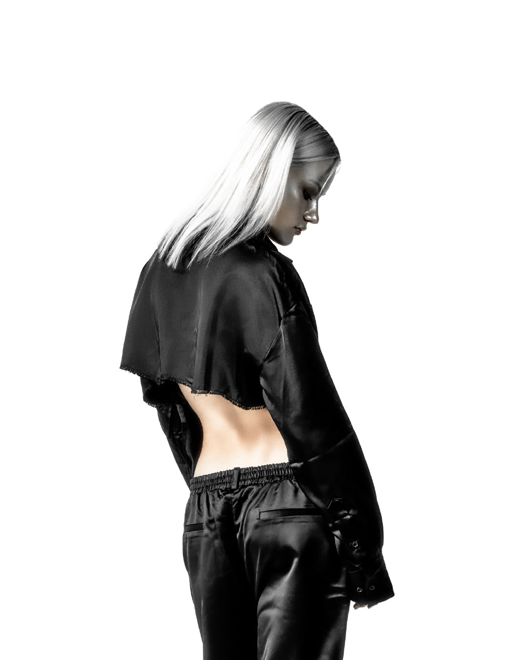 TORN BACK SATIN SHIRT